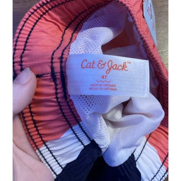 cat & jack 4t toddler nwt swim trunks boy color block lined blue peach white - Picture 4 of 4
